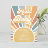 Sunshine Baby Shower Mute Boho Retro Sunshine Einladung (Stehend Vorderseite)