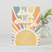 Sunshine Baby Shower Mute Boho Retro Sunshine Einladung (Stehend Vorderseite)