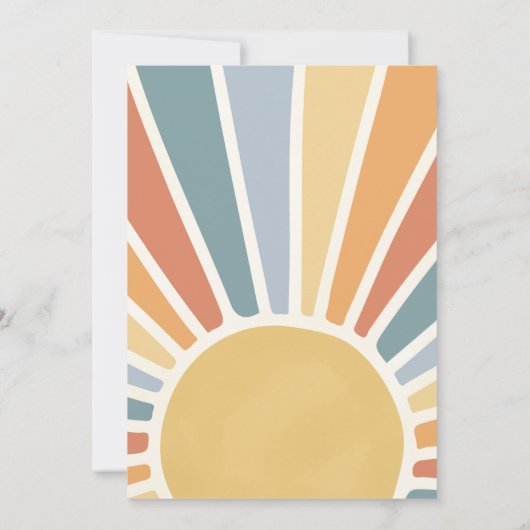 Sunshine Baby Shower Mute Boho Retro Sunshine Einladung (Rückseite)