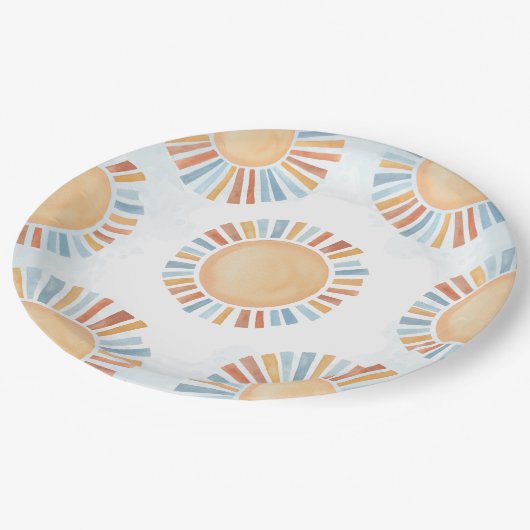 Sunshine Baby Shower Pappteller (Schrägansicht)