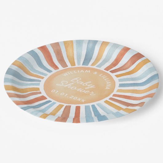 Sunshine Baby Shower Pappteller (Schrägansicht)
