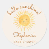Sunshine Baby Shower Runder Aufkleber (Vorderseite)