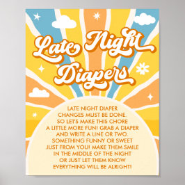 Sunshine Baby Shower Spate Night Diapers Game Poster