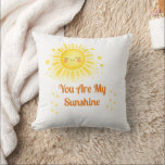 Sunshine Baby Shower Watercolor Sun Design Kissen<br><div class="desc">A cheerful watercolor sunshine illustration featuring a smiling yellow sun with soft rays and tiny golden stars, paired with the classic phrase “You Are My Sunshine.” The warm yellow and orange palette creates a bright, joyful nursery aesthetic perfect for sunshine baby shower themes and baby celebrations. This cute sunshine artwork...</div>