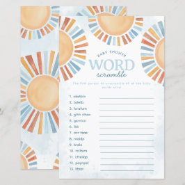 Sunshine Baby Shower Word Scramble Game