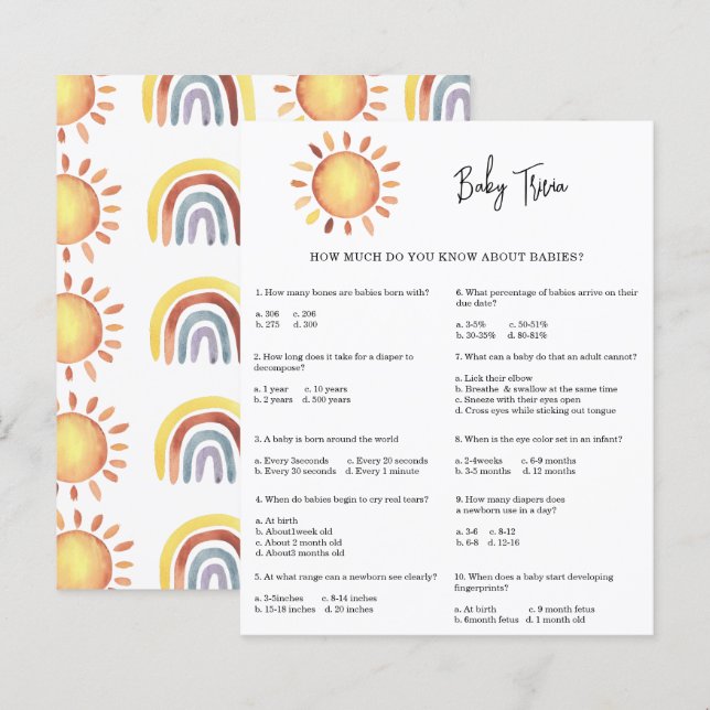 Sunshine Baby Trivia | Baby Showspiel (Vorne/Hinten)