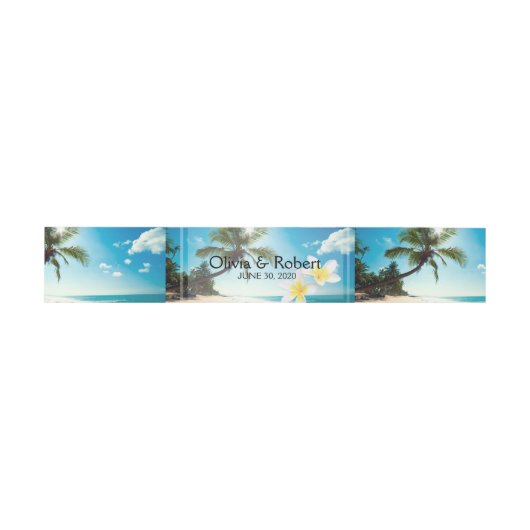 Sunshine Beach Palm Trees Plumeria Wedding Einladungsbanderole (Flach)