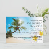 Sunshine Beach Palm Trees Plumerias Wedding Einlad Einladung (Stehend Vorderseite)