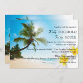 Sunshine Beach Palm Trees Plumerias Wedding Einlad Einladung (Vorne/Hinten)