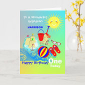 Sunshine Beach Theme Grandson Happy Birthday Karte (Gelbe Blume)