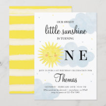 Sunshine Birthday Einladung für Jungen oder Mädche