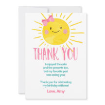 Sunshine Birthday Girl Danke Card Summer