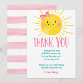 Sunshine Birthday Girl Danke Card Summer Einladung