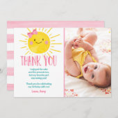 Sunshine Birthday Girl Danke Card Summer Einladung (Vorne/Hinten)