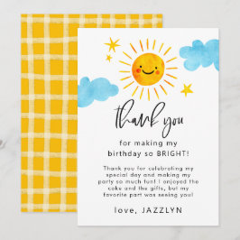 Sunshine Birthday Party Dankeskarte