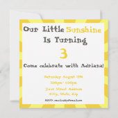 Sunshine Birthday Party Einladung (Rückseite)