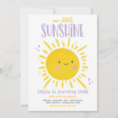 Sunshine Birthday Party Lila unser kleines Sonnens Einladung (Vorderseite)