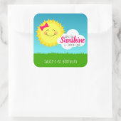 Sunshine Birthday Party Quadratischer Aufkleber (Tasche)