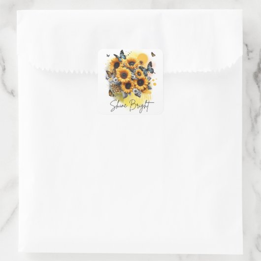 Sunshine Bloom Quadratischer Aufkleber (Tasche)