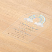 Sunshine Blue Boho Rainbow Boy Baby Dusche Acryleinladungen (Ablage )