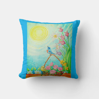 Sunshine blue skies throw pillow kissen