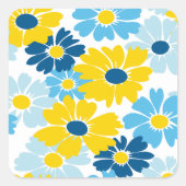 Sunshine Blue Sky blühend Daisy Quadratischer Aufkleber (Vorderseite)