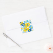 Sunshine Blue Sky blühend Daisy Quadratischer Aufkleber (Umschlag)