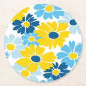 Sunshine Blue Sky blühend Daisy Runder Pappuntersetzer (Vorderseite)