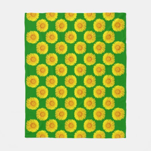 "Sunshine Blume" Green Fleece Blanket Design. (Vorderseite)