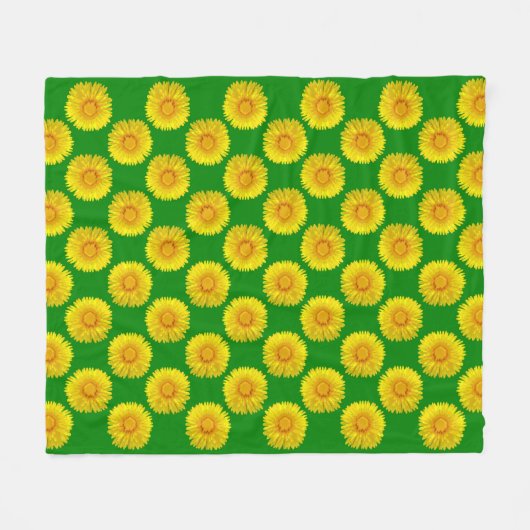 "Sunshine Blume" Green Fleece Blanket Design. (Vorderseite (Horizontal))