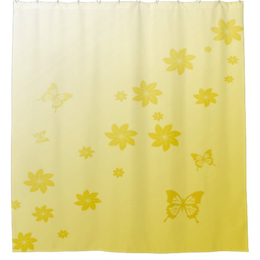 Sunshine Blume in Schmetterlingen Duschvorhang (Vorderseite)