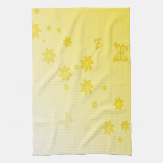Sunshine Blume in Schmetterlingen Geschirrtuch (Vertikal)