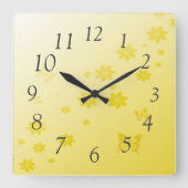 Sunshine Blume in Schmetterlingen Quadratische Wanduhr (Vorderseite)