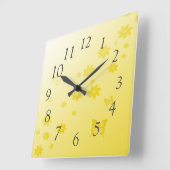 Sunshine Blume in Schmetterlingen Quadratische Wanduhr (Winkel)