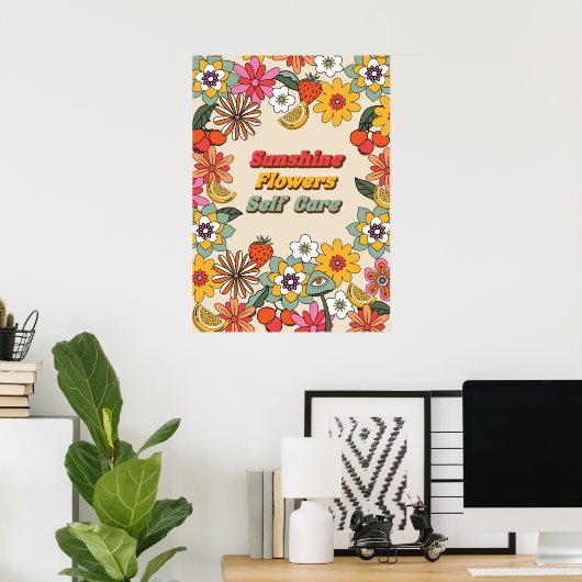 Sunshine Blume Selbstpflege Groovy Retro Poster (Heimbüro)