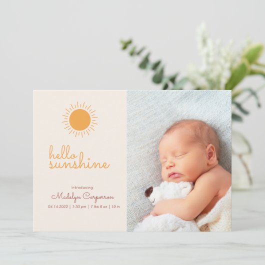 Sunshine Boho 2 Foto Baby Ankündigung (Stehend Vorderseite)