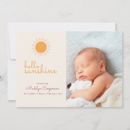 Sunshine Boho Baby Ankündigung (Vorderseite)