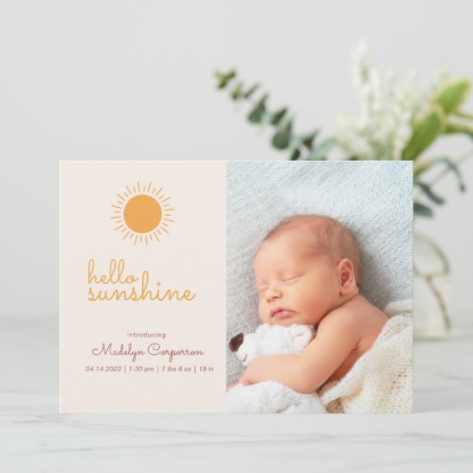 Sunshine Boho Baby Ankündigung (Stehend Vorderseite)
