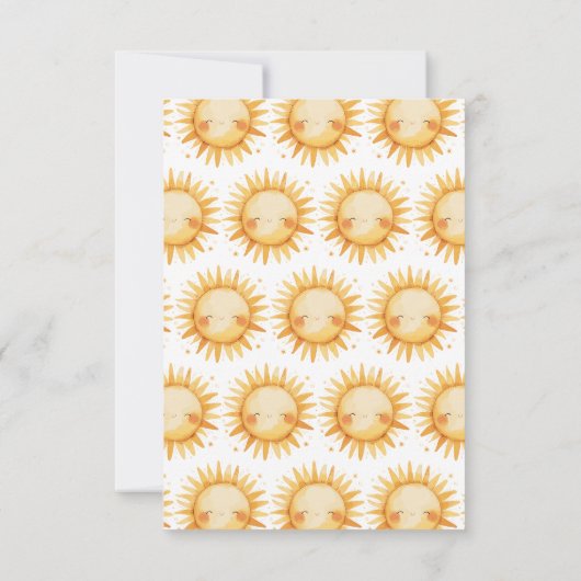Sunshine Boho Cute Gender Neutral Sun Baby Shower Dankeskarte (Rückseite)