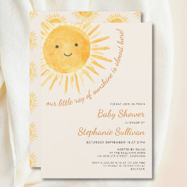 Sunshine Boho Gender-Neutral Sun Baby Dusche Einladung
