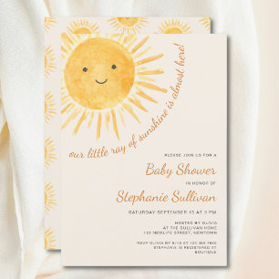 Sunshine Boho Gender-Neutral Sun Baby Dusche Einladung