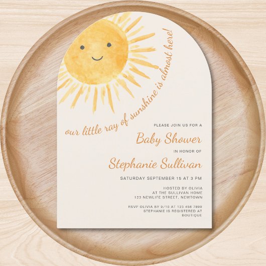 Sunshine Boho Gender-Neutral Sun Baby Shower Arch Einladung