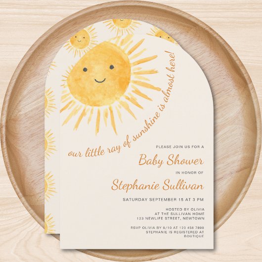 Sunshine Boho Gender-Neutral Sun Baby Shower Arch Einladung