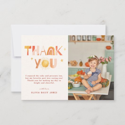 Sunshine Boho Rainbow | Foto Vielen Dank Dankeskarte (Vorderseite)