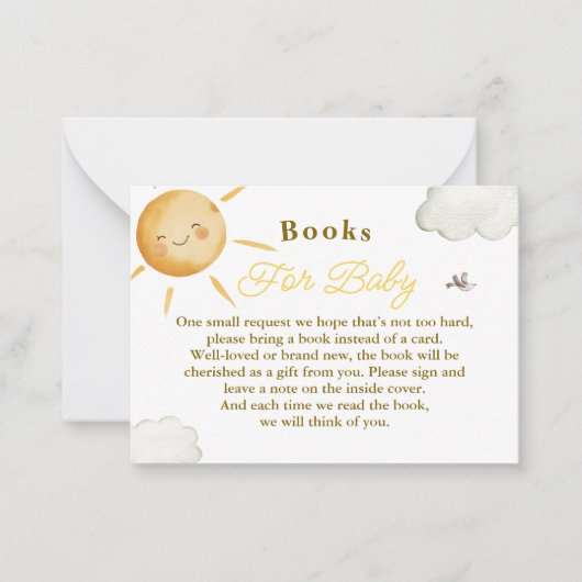 Sunshine Boho Sun Baby Shower Books für das Baby Mitteilungskarte (Vorderseite)