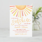 Sunshine Boho Sun Baby Shower Einladung (Stehend Vorderseite)