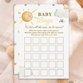 Sunshine Boho Sun Gender-Neutral Baby Bingo Card Mitteilungskarte