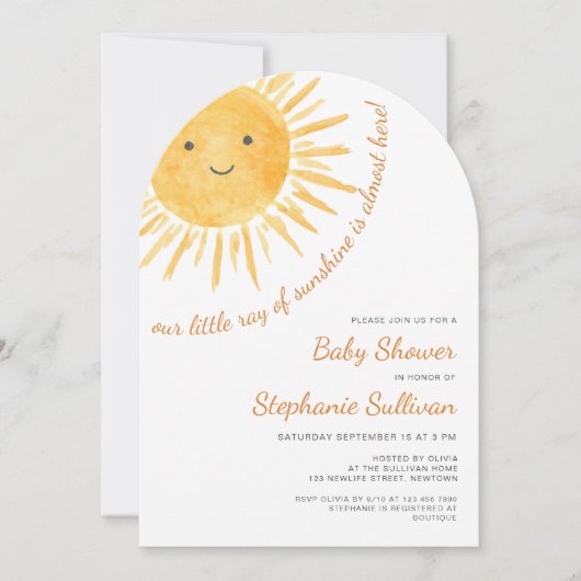 Sunshine Boho Sun Gender-Neutral Baby Shower Arch Einladung (Vorderseite)