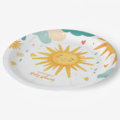 Sunshine Boho Sun geschlechtsneutral Pappteller (Schrägansicht)