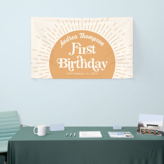 Sunshine Boho Yellow Erster Geburtstag Banner (Messeveranstaltung)
